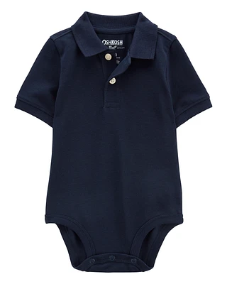 Baby Navy Piqué Polo Bodysuit