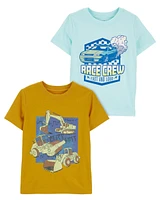 Toddler 2-Pack Racecar & Construction Graphic Tees