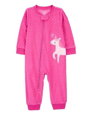 Toddler 1-Piece Unicorn Fleece Footless Pajamas