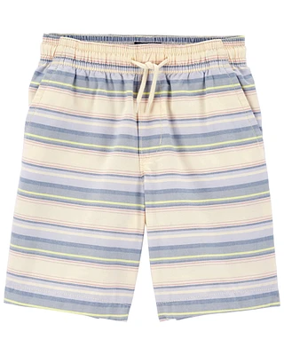 Kid Baja Striped Drawstring Canvas Shorts