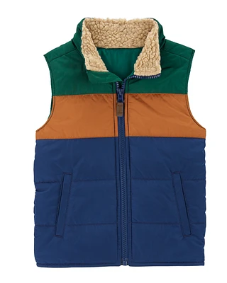 Toddler Colorblock Zip-Up Puffer Vest