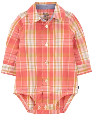 Baby Plaid Button-Front Bodysuit