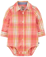 Baby Plaid Button-Front Bodysuit