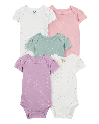 Baby 5-Pack Heart Polka Dot Short Sleeve Bodysuits