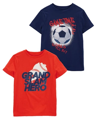 Kid 2-Pack Soccer & Baseball Graphic Tees