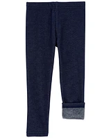 Toddler Faux Denim Cozy Fleece Leggings