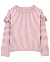 Kid Ribbed Long-Sleeve Sweater - Pink