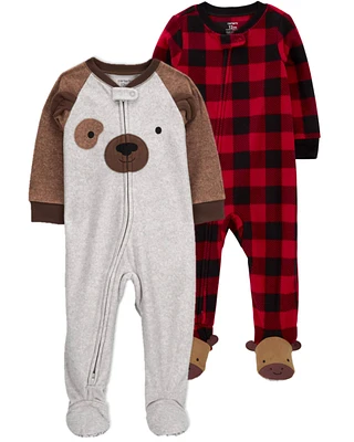 Toddler 2-Pack Bear Fleece Footie Pajamas