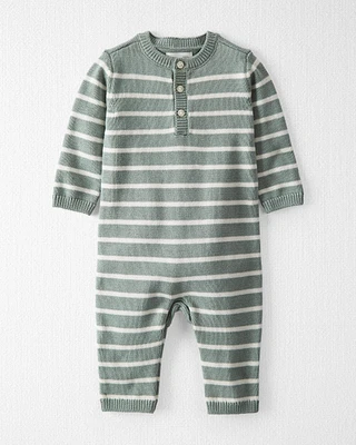 Baby Organic Cotton Sweater Knit Jumpsuit Stripes