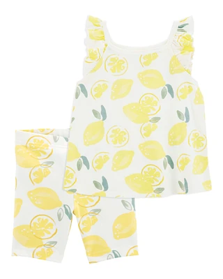 Toddler 2-Piece Lemon Tank & Bike Shorts Set - Yellow/White