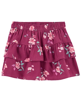 Baby Floral Print Tiered Skort