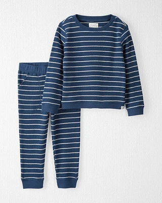 Toddler Waffle Knit Set Made With Organic Cotton Stripes