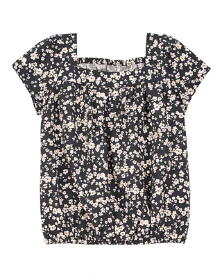 Toddler Square Neck Floral Top