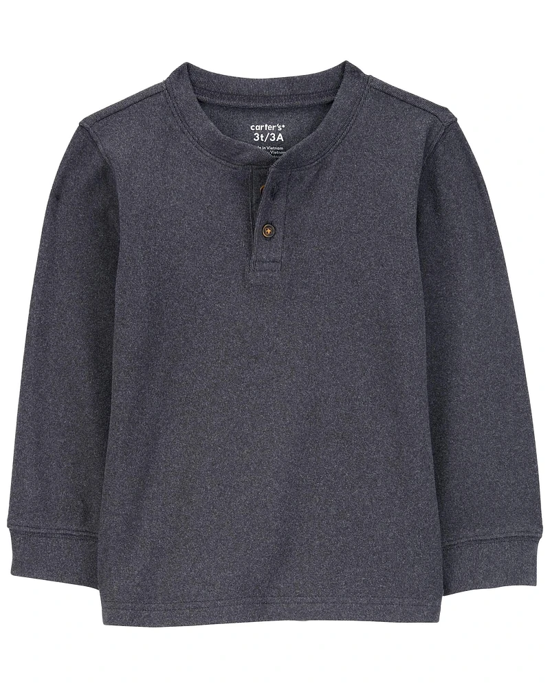 Toddler Drop Needle Long-Sleeve Henley Tee