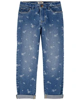 Kid Floral Print Iconic Denim Mom Jeans