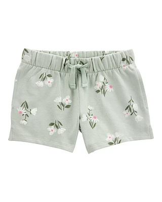 Toddler Floral Pull-On French Terry Shorts - Green