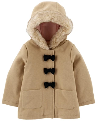 Toddler Faux Fur Hooded Peacoat