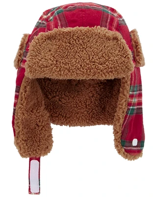 Kid Plaid Fuzzy Trapper Hat