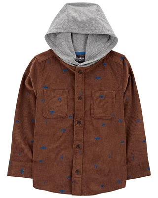 Kid Mountain Print Corduroy Button-Front Shacket