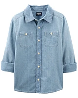 Kid Button-Front Chambray Shirt