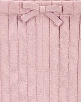 Baby Ribbed Sweater Knit Flare Pants - Pink