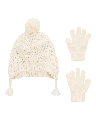 Kid 2-Pack Pom Hat & Gloves Set