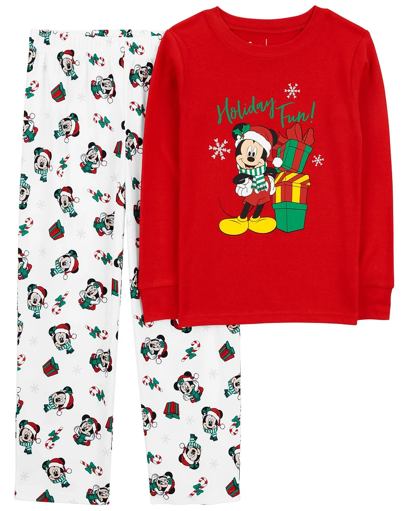 Kid 2-Piece Christmas Mickey Cotton & Fleece Pajamas