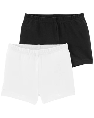 Toddler 2-Pack Black/White Bike Shorts