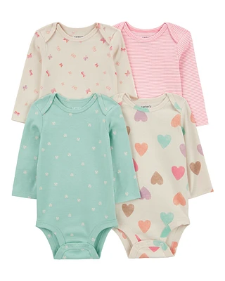 Baby 4-Pack Long-Sleeve Cotton Bodysuits