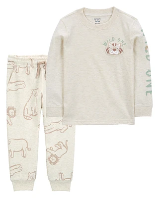 Toddler 2-Piece Animal Print Tee & Fleece Joggers Set