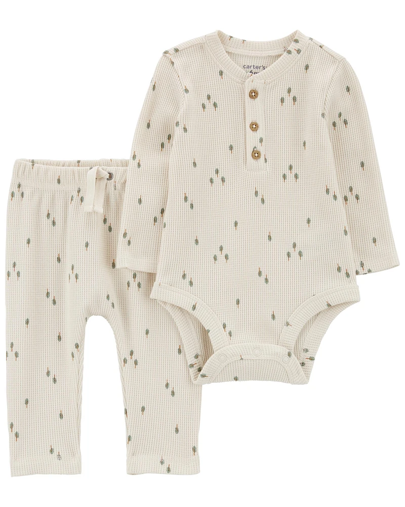 Baby 2-Piece Tree Print Thermal Bodysuit Pant Set