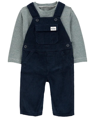 Baby 2-Piece Striped Tee & Corduroy Overall Set