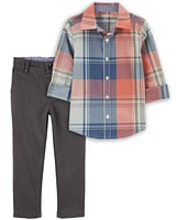 Toddler 2-Piece Plaid Button-Front Shirt & Chino Pants Set