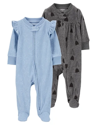 Baby 2-Pack 2-Way Zip Fleece Footie Sleep & Play Pajamas