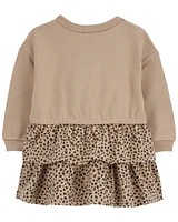 Baby Leopard Ruffle Long-Sleeve Dress