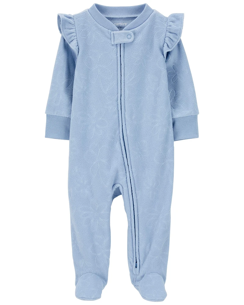 Baby Floral Zip-Up Fleece Sleep & Play Pajamas