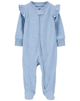 Baby Floral Zip-Up Fleece Sleep & Play Pajamas