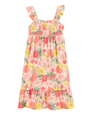 Kid Floral Smocked Midi Dress