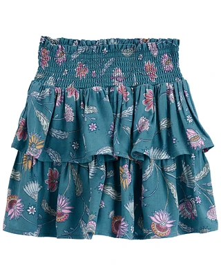 Kid Floral Print Tiered Skirt