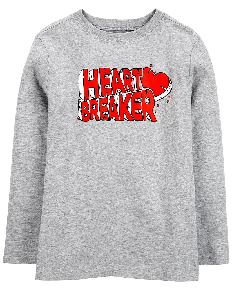 Kid Little Heart Breaker Long-Sleeve Graphic Tee - Gray