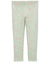 Baby Floral Stretch Leggings - Green