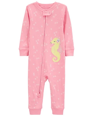 Toddler 1-Piece Sea Horse 100%  Cotton Footless Pajamas