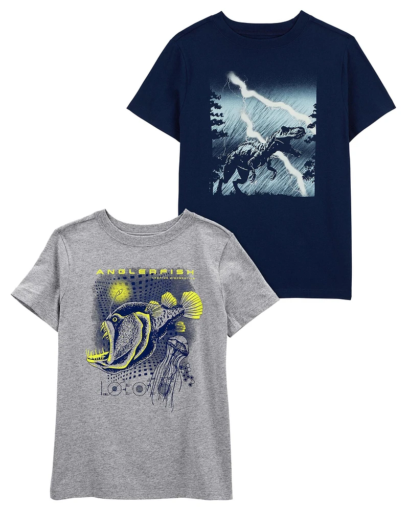 Kid 2-Pack Dinosaur & Anglerfish Graphic Tees