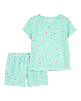 Girls 2-Piece Cupcake Loose Fit Pajamas