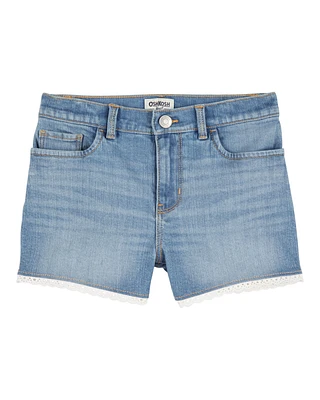 Kid Eyelet Hem Iconic Denim Short - Ozone Wash