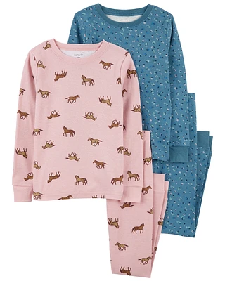 Kid 4-Piece Horse 100% Snug Fit Cotton Pajamas