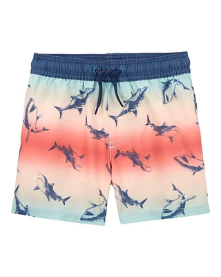 Toddler Ombre Shark Print Swim Trunks