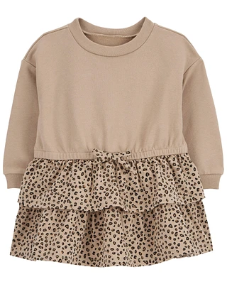 Baby Leopard Ruffle Long-Sleeve Dress