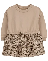 Baby Leopard Ruffle Long-Sleeve Dress