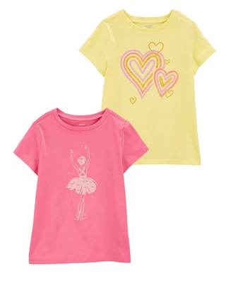 Kid 2-Pack Heart & Ballerina Graphic Tees